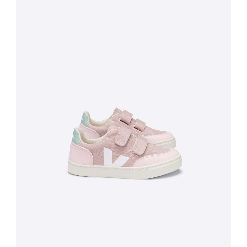 Veja V-12 CANVAS Kids\' Shoes Pink | CA 803HAP